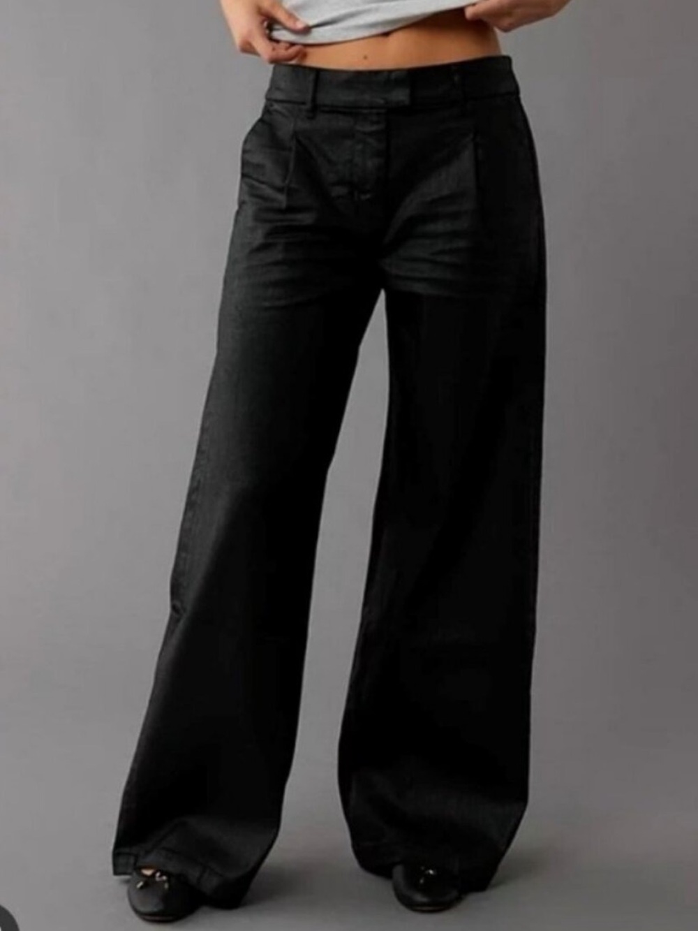 American Eagle Coated Wide Leg Trouser Jeans